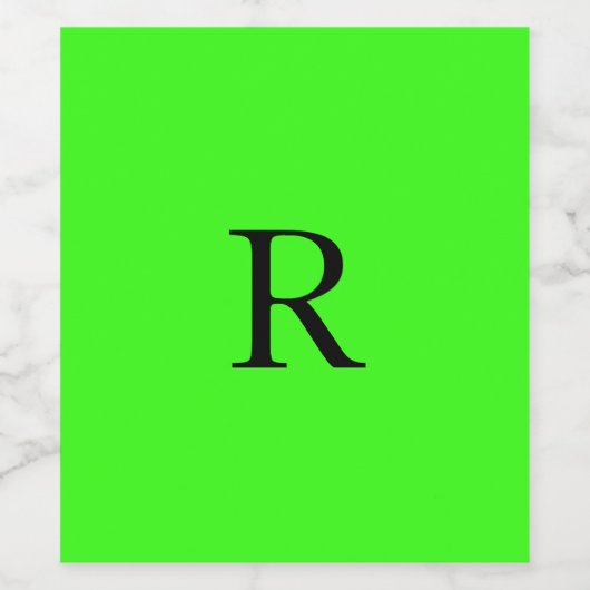 Monogram Initiaal Neon Groen Helder Kleurrijke Dou Wijn Etiket (Enkel label)