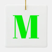 Monogram initiaal neongroen wit aanpassen keramisch ornament (Achterkant)