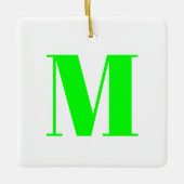 Monogram initiaal neongroen wit aanpassen keramisch ornament (Voorkant)