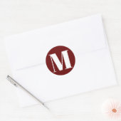 Monogram initiaal nummer Bourgogne wit aanpassen Ronde Sticker (Envelop)