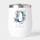 Monogram Initiaal O Blue Floral Waterverf Gift Haa (Voorkant)