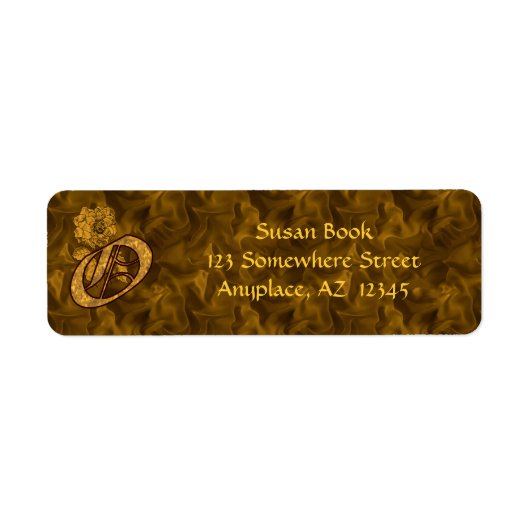 Monogram Initiaal O Gouden Pioen Retouradres Etiket (Voorkant)