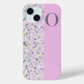MONOGRAM INITIAAL O LILA KLEINE BLOEMETJES Case-Mate iPhone CASE (Achterkant)
