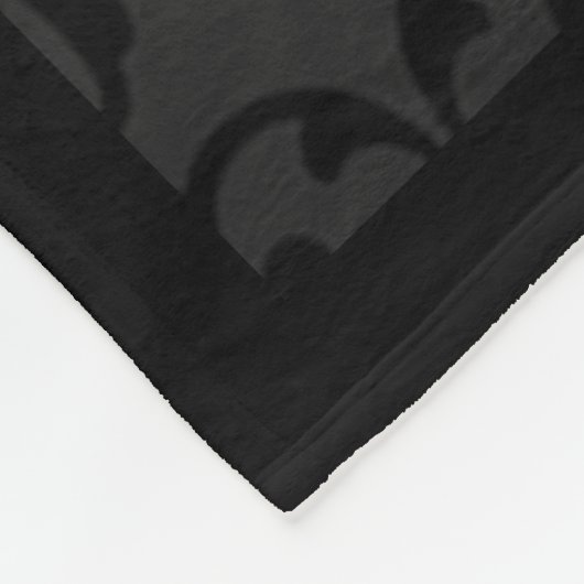 Monogram Initiaal op Black Damask  Fleece Deken (Hoek)