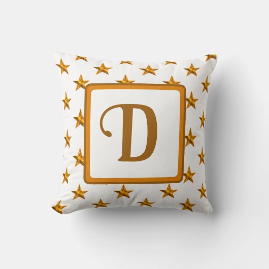 Monogram Initiaal Oranje Goud Hemelse Ster Decorat Kussen (Voorkant)