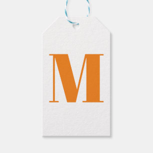 Monogram initiaal oranje wit aanpassen cadeaulabel