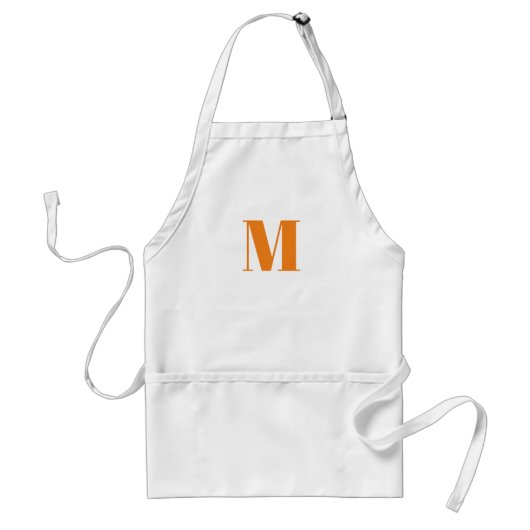 Monogram initiaal oranje wit aanpassen standaard schort (Voorkant)