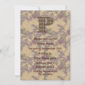 Monogram Initiaal P Elegant Floral Invite Kaart (Voorkant)