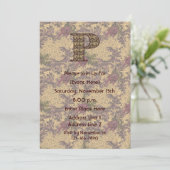 Monogram Initiaal P Elegante Bloemige Uitnodiging (Staand voorkant)