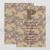 Monogram Initiaal P Elegante Bloemige Uitnodiging (Voorkant / Achterkant)