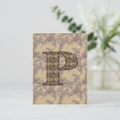 Monogram Initiaal P Elegante Vintage Bloem Briefkaart (Staand voorkant)