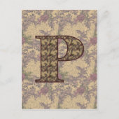 Monogram Initiaal P Elegante Vintage Bloem Briefkaart (Voorkant)