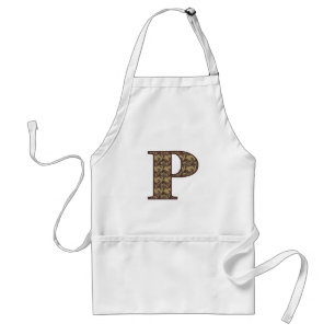 Monogram Initiaal P Elegante Vintage Bloemen Standaard Schort