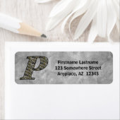 Monogram Initiaal P Hortensia Retouradres  Etiket (Insitu)