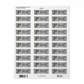 Monogram Initiaal P Hortensia Retouradres  Etiket (Full Sheet)