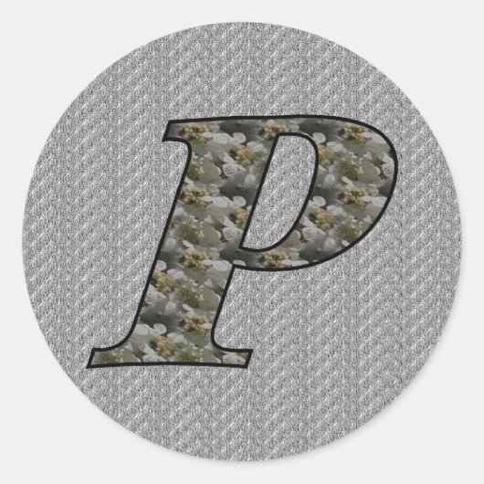 Monogram Initiaal P Hydrangea Floral Sticker (Voorkant)
