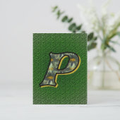 Monogram Initiaal P Madeliefjes Bloem Kunst Briefkaart (Staand voorkant)