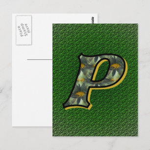 Monogram Initiaal P Madeliefjes Bloem Kunst Briefkaart