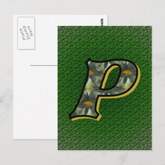Monogram Initiaal P Madeliefjes Bloem Kunst Briefkaart (Voorkant / Achterkant)