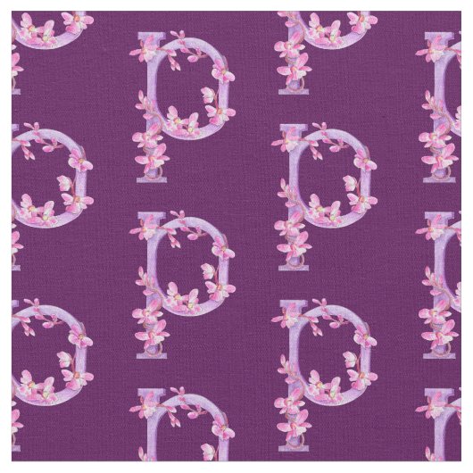 Monogram initiaal P paarse orchidee florale waterv Stof (Close Up)
