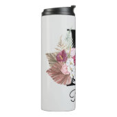 Monogram Initiaal P Pink Boho Floral Thermosbeker (Gedraaid links)