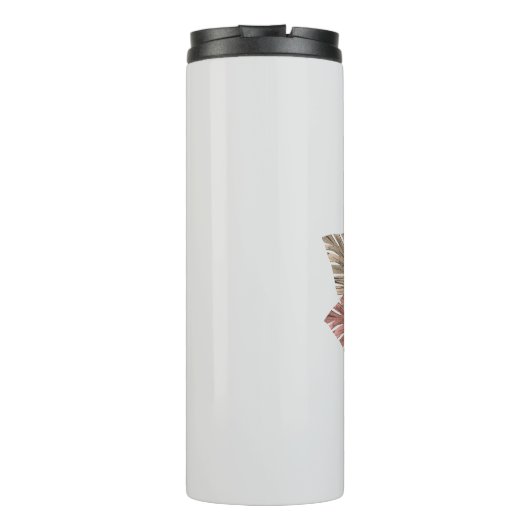 Monogram Initiaal P Pink Boho Floral Thermosbeker (Achterkant)