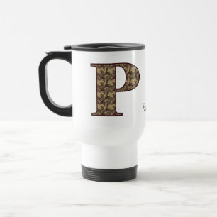 Monogram Initiaal P Vintage Bloem Motief Gepersona Reisbeker