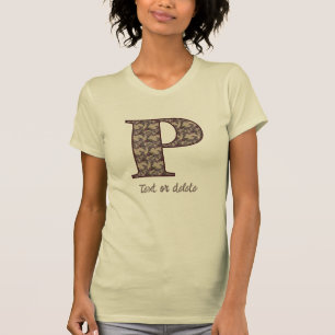 Monogram Initiaal P Vintage Bloem Motief Persoonli T-shirt