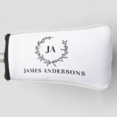 Monogram initiaal paar krans modern elegant golfheadcover (Voorkant)