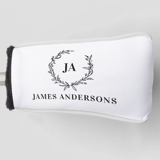 Monogram initiaal paar krans modern elegant golfheadcover (Voorkant)