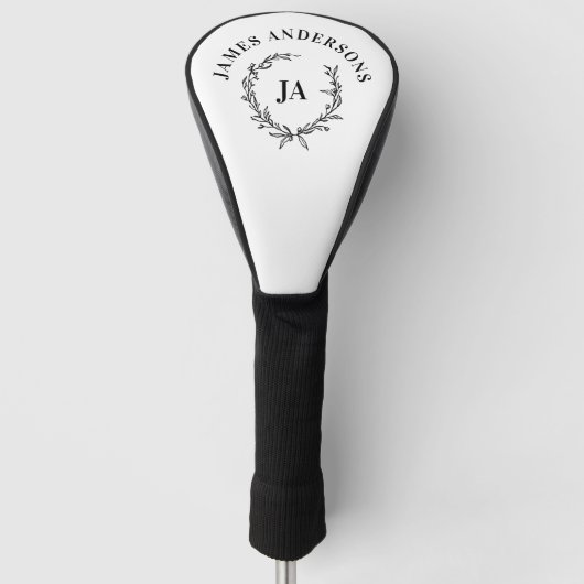 Monogram initiaal paar krans modern elegant golfheadcover (Voorkant)