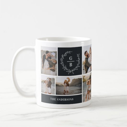 Monogram initiaal paar krans modern elegant koffiemok (Links)