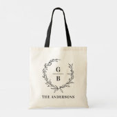 Monogram initiaal paar krans modern elegant tote bag (Achterkant)