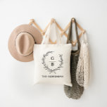 Monogram initiaal paar krans modern elegant tote bag<br><div class="desc">Monogram initiaal paar krans modern elegant familie huis cadeau gepersonaliseerde canvas tas ontwerp. Onderdeel van een modern eenvoudig stijlvol collectie.</div>