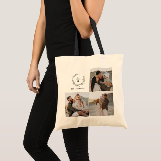 Monogram initiaal paar krans modern elegant tote bag (Voorkant (product))