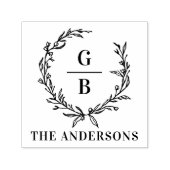 Monogram initiaal paar krans modern elegant zelfinktende stempel (Design)