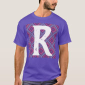 Monogram Initiaal Paars Diamond Pattern Pink Asym T-shirt (Voorkant)