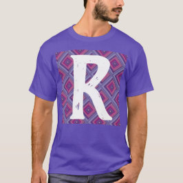 Monogram Initiaal Paars Diamond Pattern Pink Asym T-shirt