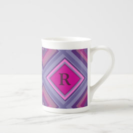 Monogram Initiaal Paars roze diamantpatroon Porselein Kop