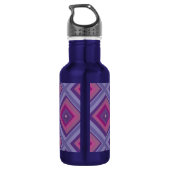 Monogram Initiaal Paars roze diamantpatroon Waterfles (Achterkant)