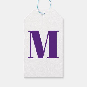Monogram initiaal paars violet wit aanpassen cadeaulabel