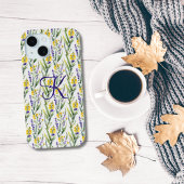 Monogram Initiaal Paarse Gele Wildbloemen Trendy Case-Mate iPhone Case