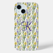 Monogram Initiaal Paarse Gele Wilde Bloemen Trendy Case-Mate iPhone Case (Achterkant)