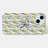 Monogram Initiaal Paarse Gele Wilde Bloemen Trendy Case-Mate iPhone Case (Achterkant (horizontaal))