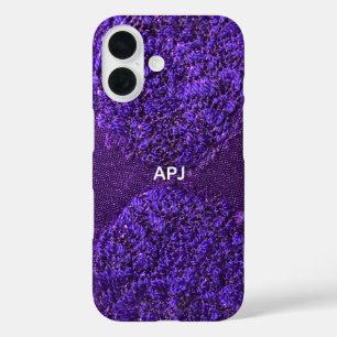 Monogram Initiaal Paarse witte vrouwelijke Abstrac iPhone 16 Hoesje