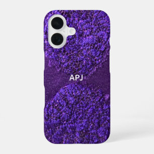 Monogram Initiaal Paarse witte vrouwelijke Abstrac iPhone 16 Hoesje