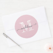 Monogram Initiaal Parfait Pink Ronde Sticker (Envelop)
