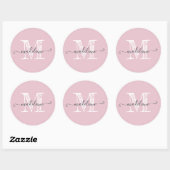 Monogram Initiaal Parfait Pink Ronde Sticker (Vel)