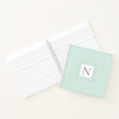Monogram Initiaal Pastel Green Damask Notitieboek (Binnen)
