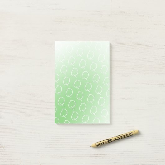 Monogram initiaal pastel olijfgroene gradiënt chic post-it® notes (Op bureau)
